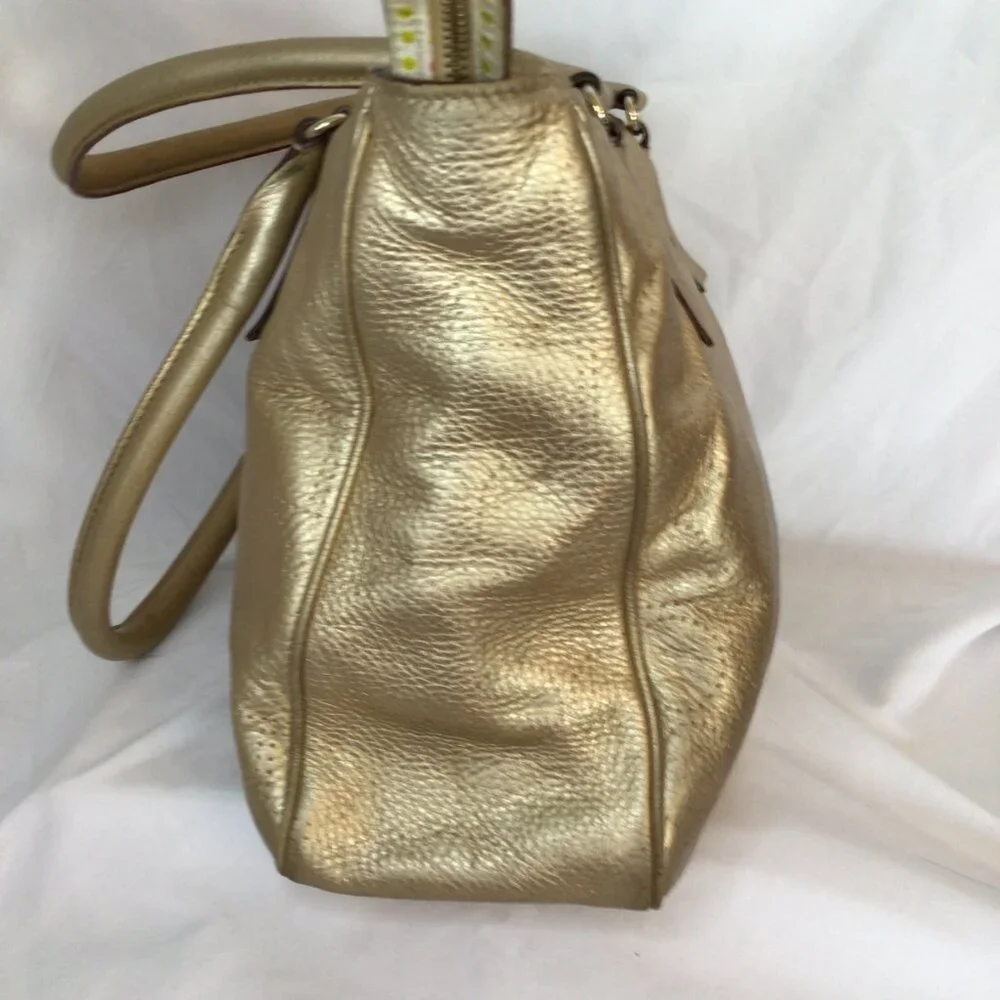 Kate Spade York Street Metallic Gold Leather Satchel • WKRU0812 • Care Cards